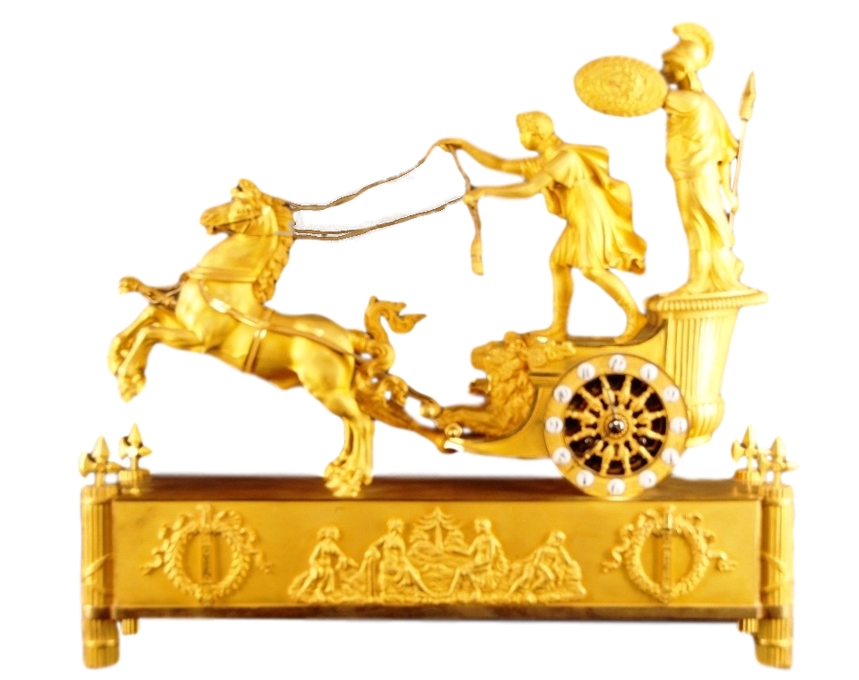 c.1810 Rare French Ormolu Two Horse Chariot Clock, 'The Chariot of Telemachus'.